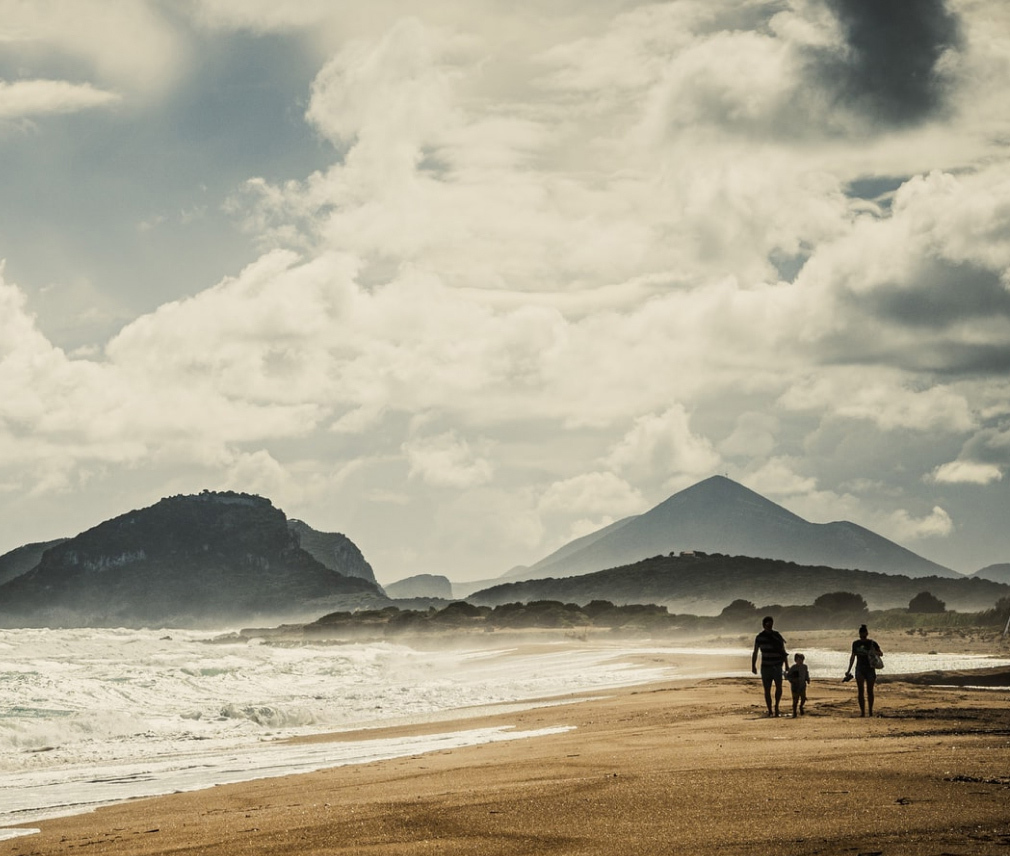 happy people at beach